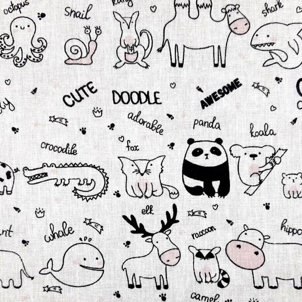 Cretonne Doodle Animals